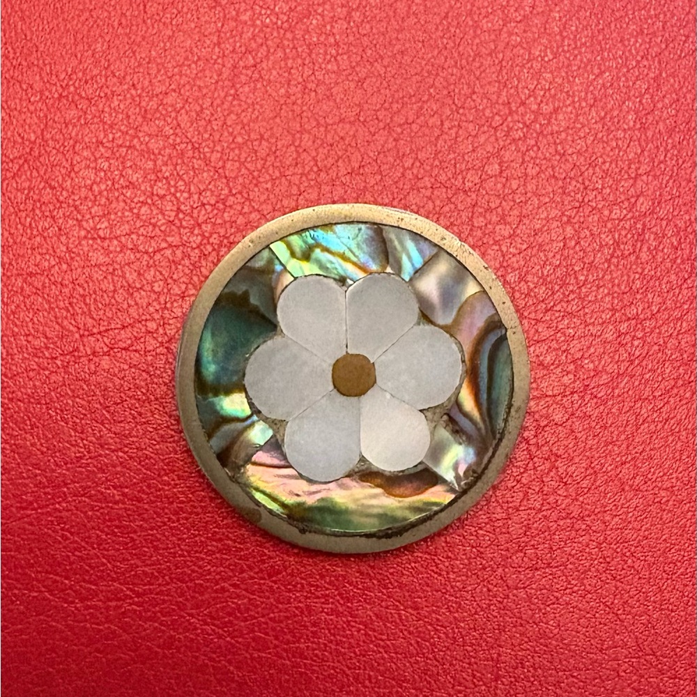 Flower Abalone Shell 1" Sterling Silver Pendant